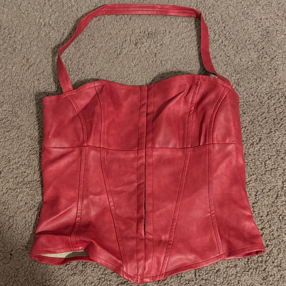 PacSun Red and Cream Corset Top